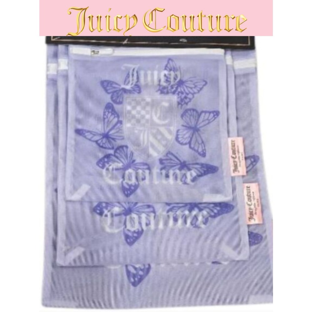 Juicy Couture Home Signature Logo Butterflies Set of 3 Mesh Wash Bags